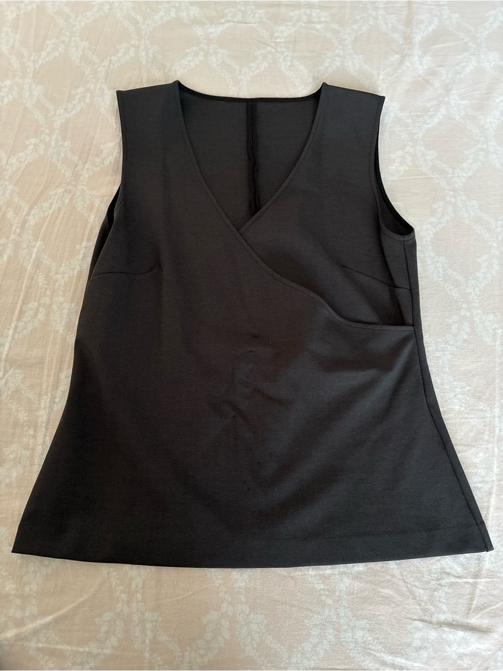 Black Sleeveless Wrap-Front Women’s Top